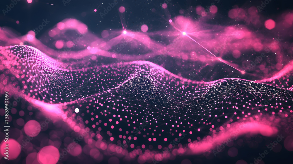 Poster dynamic neural network visualizations digital environment abstract data art ai innovation futuristic