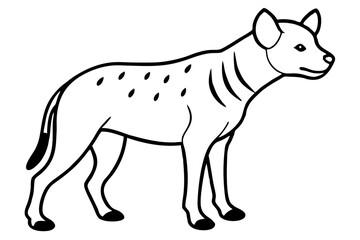 hyena silhouette line art vector illustration with a white background