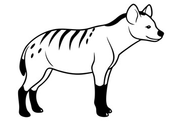 hyena silhouette line art vector illustration with a white background