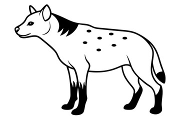 hyena silhouette line art vector illustration with a white background