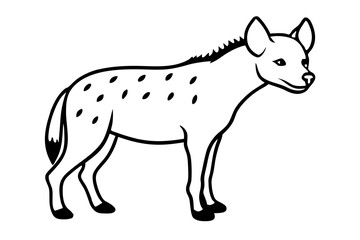hyena silhouette line art vector illustration with a white background