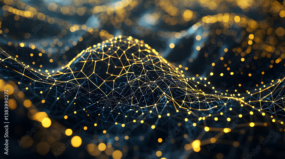 Poster dynamic neural network visualizations digital environment abstract art technology conceptual perspec