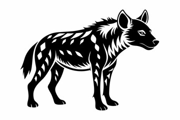 hyena silhouette line art vector illustration with a white background