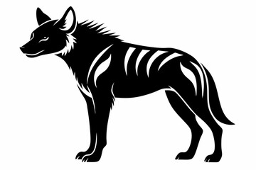 hyena silhouette line art vector illustration with a white background
