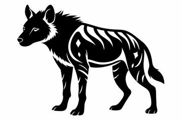 hyena silhouette line art vector illustration with a white background