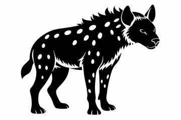hyena silhouette line art vector illustration with a white background