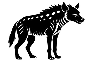 hyena silhouette line art vector illustration with a white background