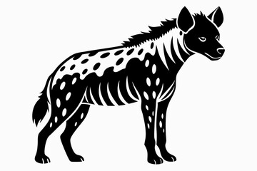 hyena silhouette line art vector illustration with a white background