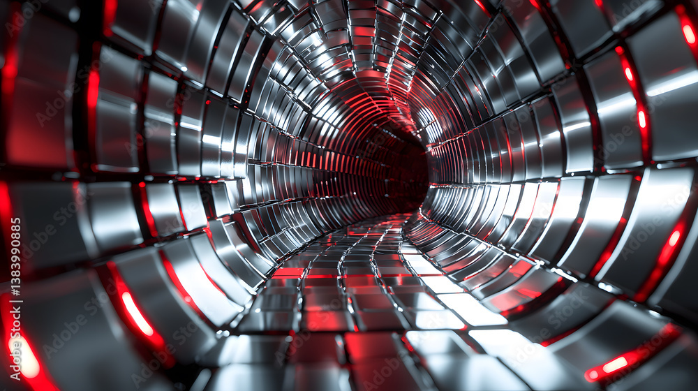 Poster exploring augmented reality concepts without devices in a futuristic tunnel environment