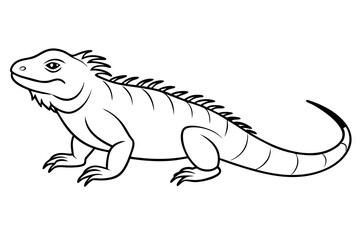 iguana silhouette line art vector illustration with a white background