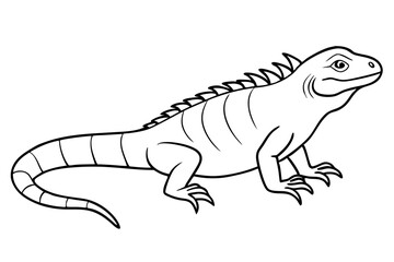 iguana silhouette line art vector illustration with a white background