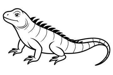 Naklejka premium iguana silhouette line art vector illustration with a white background