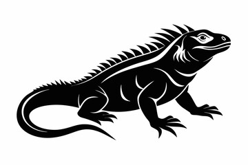 Naklejka premium iguana silhouette line art vector illustration with a white background