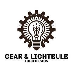 Gear and Lightbulb Vector Logo Design
