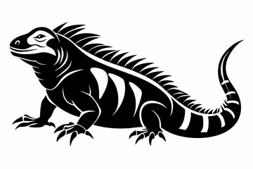 iguana silhouette line art vector illustration with a white background