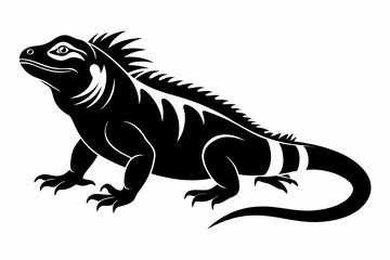 iguana silhouette line art vector illustration with a white background