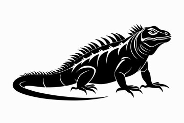 Fototapeta premium iguana silhouette line art vector illustration with a white background