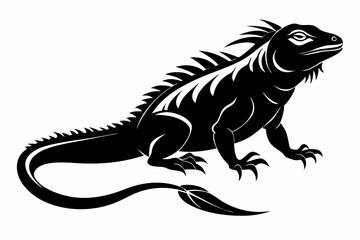 iguana silhouette line art vector illustration with a white background