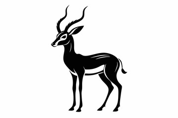 impala silhouette line art vector illustration with a white background