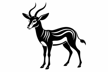 impala silhouette line art vector illustration with a white background