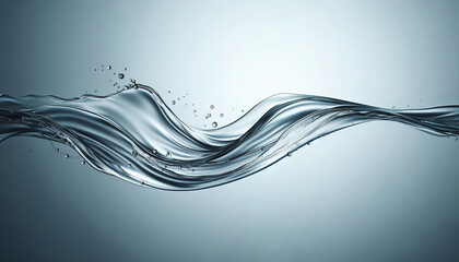 Dynamic splash of clear water forming elegant waves on a light background.