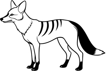 jackal silhouette line art vector illustration with a white background