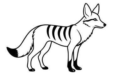 jackal silhouette line art vector illustration with a white background
