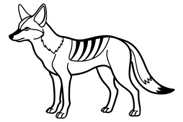 jackal silhouette line art vector illustration with a white background