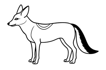 jackal silhouette line art vector illustration with a white background