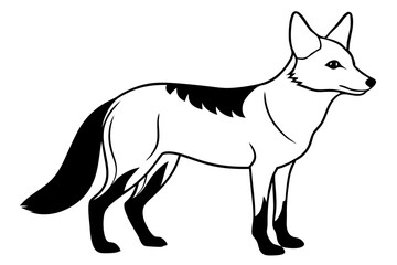 jackal silhouette line art vector illustration with a white background