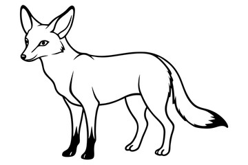 jackal silhouette line art vector illustration with a white background