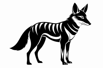 jackal silhouette line art vector illustration with a white background