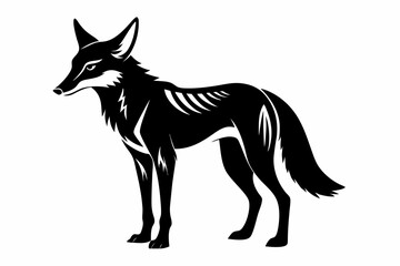 jackal silhouette line art vector illustration with a white background