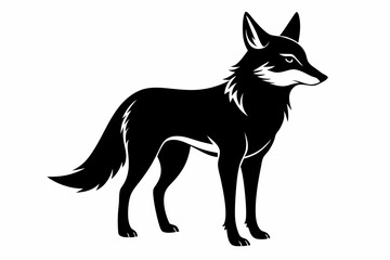jackal silhouette line art vector illustration with a white background