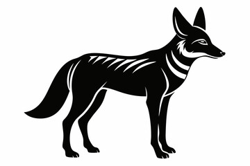 jackal silhouette line art vector illustration with a white background