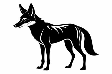 jackal silhouette line art vector illustration with a white background