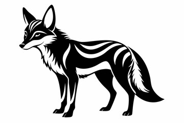 jackal silhouette line art vector illustration with a white background