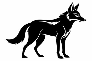 jackal silhouette line art vector illustration with a white background