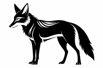 jackal silhouette line art vector illustration with a white background