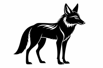 jackal silhouette line art vector illustration with a white background