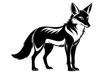 jackal silhouette line art vector illustration with a white background