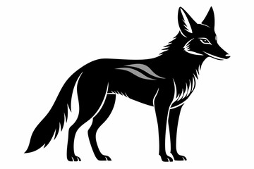 jackal silhouette line art vector illustration with a white background