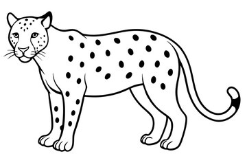 jaguar silhouette line art vector illustration with a white background