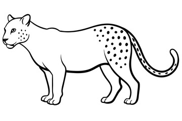 jaguar silhouette line art vector illustration with a white background