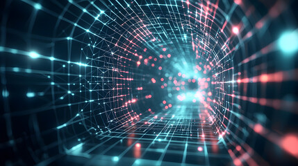 Dynamic blockchain cybersecurity visualization in a digital environment abstract conceptual network of encryption