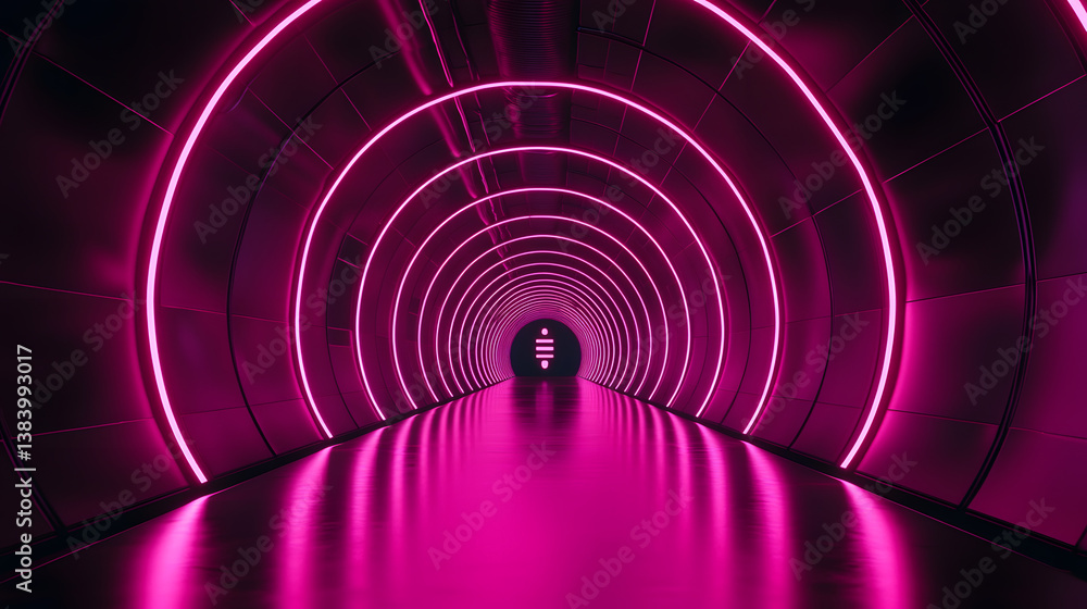 Poster dynamic blockchain cybersecurity visualization in futuristic tunnel abstract digital art neon enviro