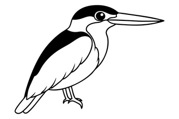 kingfisher silhouette line art vector illustration with a white background