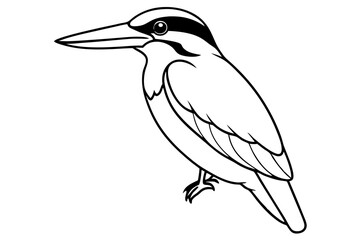 kingfisher silhouette line art vector illustration with a white background