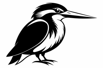 kingfisher silhouette line art vector illustration with a white background