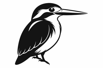 kingfisher silhouette line art vector illustration with a white background